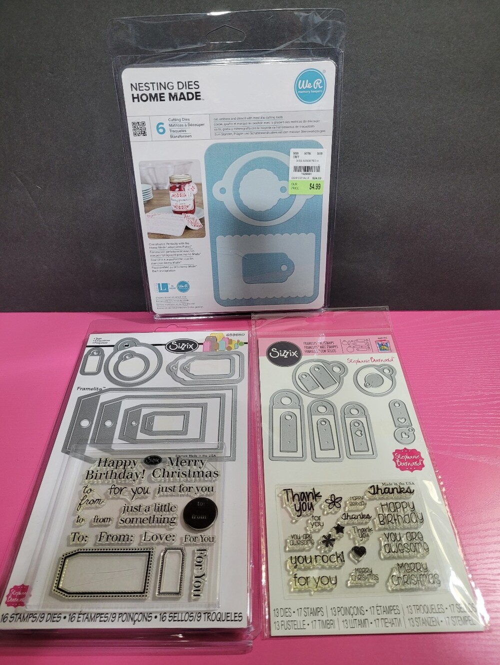Bundle Of Paper Crafting Die Sets Set Of 3 All Are Tag Themed (1817)